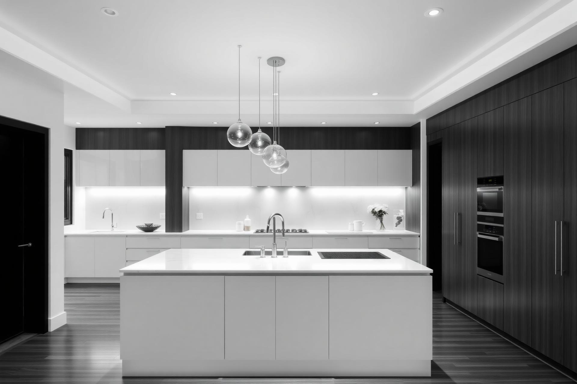 Modern kitchen with light wood cabinetry